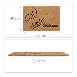 Kokos Fußmatte Welcome Hase Schwarz - Braun - Naturfaser - Kunststoff - 60 x 2 x 40 cm