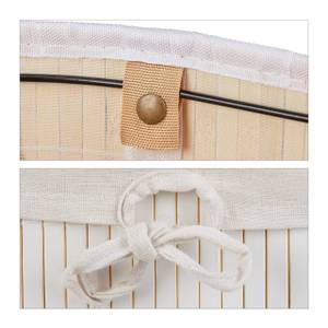 1 x Bambus Wäschekorb oval weiß Weiß - Bambus - Holzwerkstoff - Textil - 42 x 55 x 32 cm