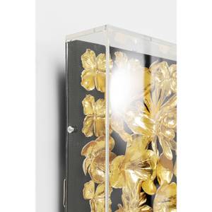 Tableau déco 3D fleurs 80x80cm Doré - Bois manufacturé / Tissu - 80 x 80 cm