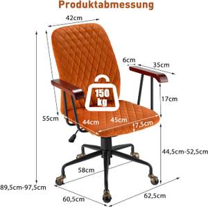 Bürostuhl Schreibtischstuhl Orange - Metall - 61 x 98 x 63 cm