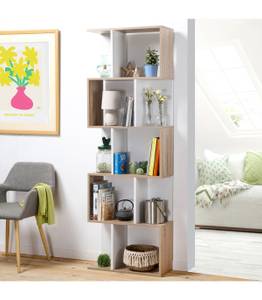 Bücherregal mit mehreren Boxen H180 cm Beige - Holzwerkstoff - 24 x 180 x 60 cm