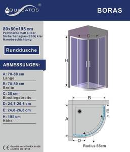 Duschkabine Eckdusche Schiebetüren 80 x 80 cm