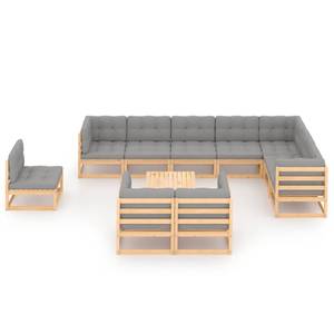 Garten-Lounge-Set (11-teilig) 3009836-2 Grau - Holz