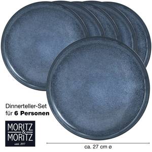 VIDA 6x Dinnerteller Porzellan Blau