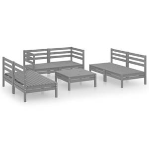 Garten-Lounge-Set Grau - Massivholz - Holzart/Dekor - 64 x 29 x 64 cm