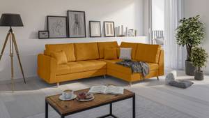 Skandinavisches Ecksofa Amber mit Hocker Gelb - Ecke davorstehend rechts