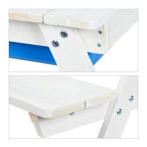 Weiße Kindersitzgruppe Holz mit Schirm Weiß - Holzwerkstoff - Kunststoff - Textil - 128 x 165 x 128 cm