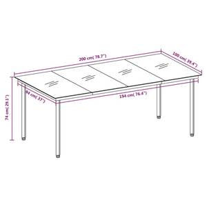 Garten-Essgruppe (9-teilig) 3013399-4 Grau - 100 x 200 cm - Anzahl Teile im Set: 9