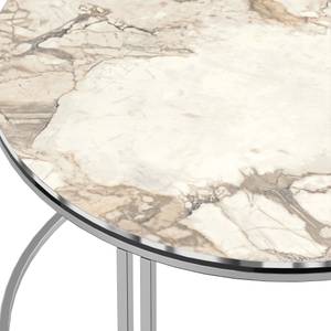 Table basse Aulum ronde Imitation marbre blanc