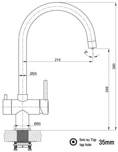 Edelstahl 3 wege Hahn U-Auslauf Metall - 35 x 39 x 5 cm