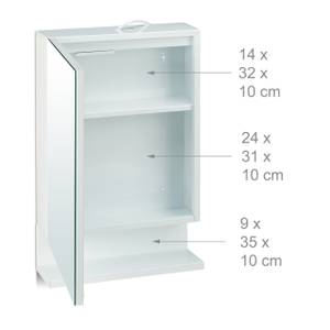 Badspiegelschrank mit Steckdose Weiß - Glas - Metall - 35 x 55 x 12 cm