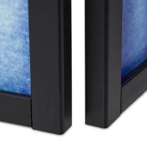 Paravent Londres Noir - Bleu - Bois manufacturé - Matière plastique - Textile - 132 x 179 x 2 cm