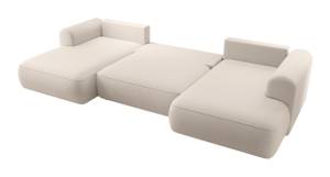 Ovo U-Form-Ecksofa, Schlaffunktion Ecru - Ecke davorstehend rechts - Longchair davorstehend links - Ottomane davorstehend rechts