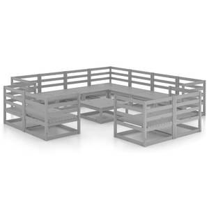 Garten-Lounge-Set (12-teilig) 3009711-1 Grau - Massivholz - Holzart/Dekor - 70 x 30 x 70 cm