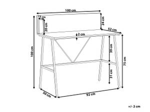 Bureau HASTINGS Noir - Marron - Bois manufacturé - 100 x 100 x 52 cm