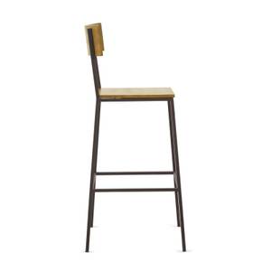 Tabouret de bar avec dossier - LINEA Marron - En partie en bois massif - 47 x 104 x 50 cm