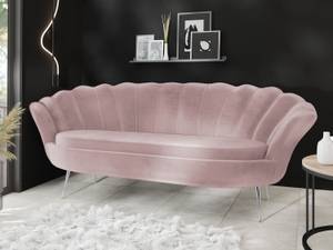 3-Sitzer Samt Muschel Sofa Cara Altrosa - Silber - Silber