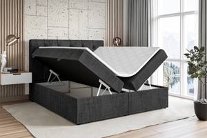 Boxspringbett ROMAN Schwarz - Breite: 200 cm - H4