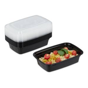 10x meal prep containers 1 compartiment Noir - Matière plastique - 22 x 7 x 15 cm