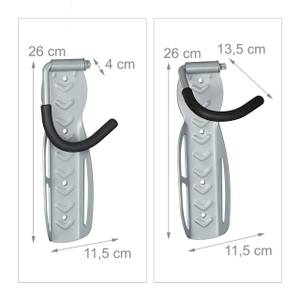 Fahrrad Wandhalterung 2er Set grau Schwarz - Grau - Metall - Kunststoff - 12 x 26 x 14 cm