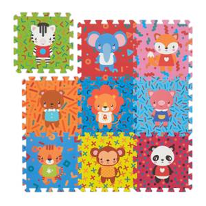 Tapis de jeu au design animalier Bleu - Vert - Rouge - Matière plastique - 30 x 1 x 30 cm