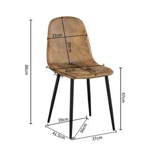 Lot de 4 chaises rétro marron Marron - Cuir synthétique - 52 x 86 x 40 cm