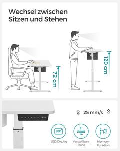 Höhenverstellbarer Schreibtisch Pristina Weiß