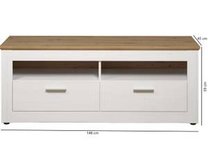 Table de télévision Shade Blanc - En partie en bois massif - 148 x 59 x 45 cm