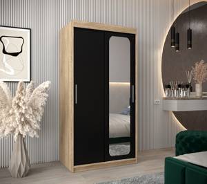 Armoire à portes coulissantes promo t2 Noir - Imitation chêne de Sonoma - Largeur : 100 cm - 2 porte