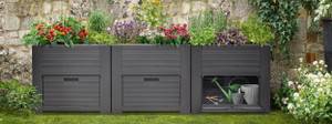 Hochbeet 226cm Garten Schrank 600L Frühb Grau - Kunststoff - 226 x 78 x 226 cm