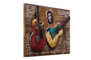 Tableau en bois Cuban Sounds Marron - Métal - En partie en bois massif - 90 x 60 x 5 cm