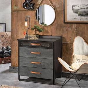 Commode Dark Noir - Bois manufacturé - 79 x 88 x 49 cm