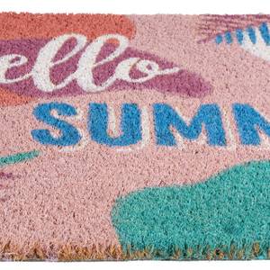 Paillasson coco Hello summer Bleu - Vert - Rose foncé - Fibres naturelles - Matière plastique - 60 x 2 x 40 cm