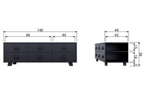 TV Möbel Derby Schwarz - Massivholz - Holzart/Dekor - 140 x 45 x 44 cm