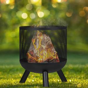 Feuerkorb im Mesh Design Schwarz - Metall - 44 x 53 x 44 cm