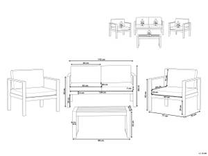 Sitzgruppe SALERNO 4-tlg Grau - Metall - 142 x 80 x 70 cm