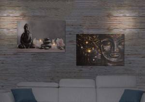 LED-Bild Buddha + Kerzen (2er Set) Holzart/Dekor - Holz teilmassiv - 60 x 40 x 1 cm