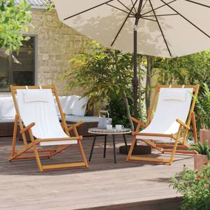 Gartenstuhl 2er Set D7224 Weiß - Textil - 112 x 81 x 60 cm