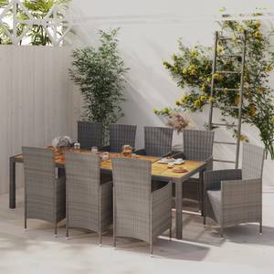 Garten-Essgruppe (9-teilig) 3001857-9 Grau - Kunststoff - Polyrattan - 100 x 75 x 250 cm