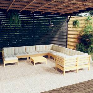 Garten-Lounge-Set Weiß - Massivholz - 64 x 29 x 64 cm