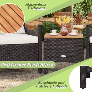 3tlg. Polyrattan Gartenmöbel Braun - Rattan