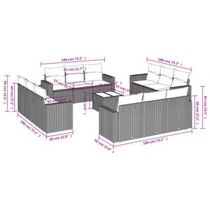 Gartensitzgruppe K322(13-tlg) Schwarz - Massivholz - 69 x 62 x 66 cm