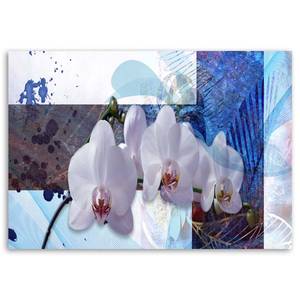 Wandbild Orchidee Abstrakt Natur Blau 120 x 80 cm