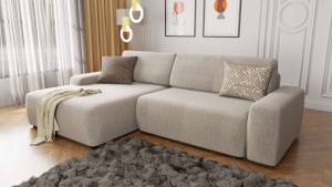 Ecksofa Hartmut mit Schlaffunktion Beige - Armlehne beidseitig montierbar - Ecke davorstehend links