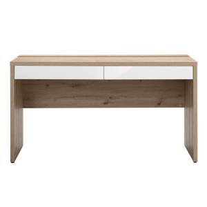 Bureau 2 tiroirs finition chêne & blanc Marron - Bois manufacturé - 139 x 76 x 60 cm