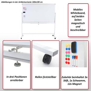 Whiteboard C85 Weiß - Metall - 130 x 181 x 50 cm