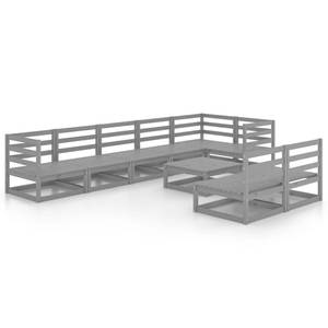 Garten-Lounge-Set (9-teilig) 3009796-1 Grau - Massivholz - Holzart/Dekor - 70 x 30 x 70 cm