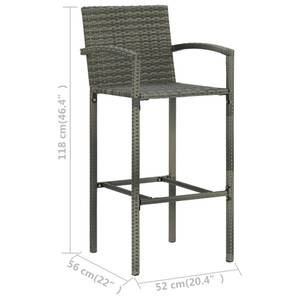 Garten-Bar Set (5-teilig) 3008866-2 Grau - Kunststoff - Polyrattan - 80 x 110 x 80 cm