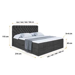 Boxspringbett BOXI8 Schwarz - Breite: 180 cm - H4