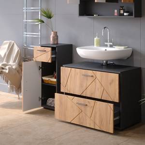 Mobilier de salle de bains Irma Anthracite - Imitation chêne truffier de sonoma